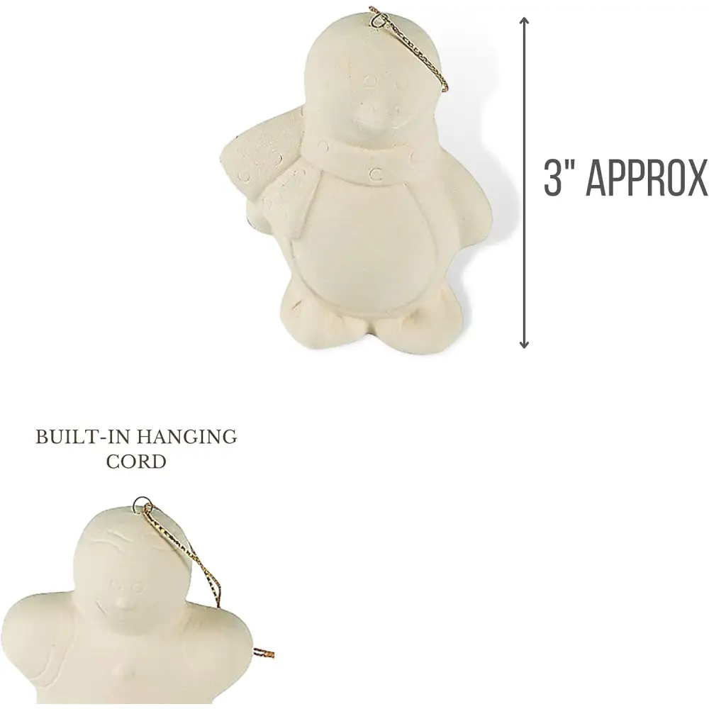 4E’s Novelty Ready to Paint Ceramic Ornaments – DIY Holiday Craft Kit for All Ages 12-Pack