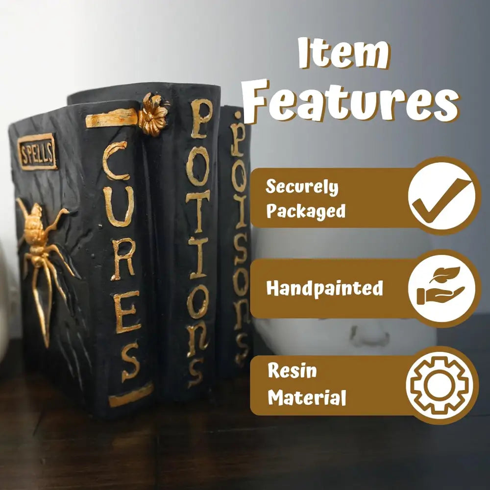 4E’s Novelty Resin Spellbook Prop - 5” Hocus Pocus Book of Spells for Centerpiece Halloween Table Decor Small Hocus