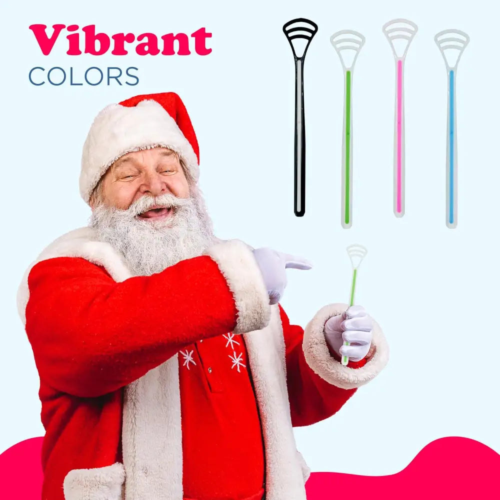 4E’s Novelty Santa Tongue Scraper 4-Pack – Festive Oral Hygiene Gag Gift for All Ages