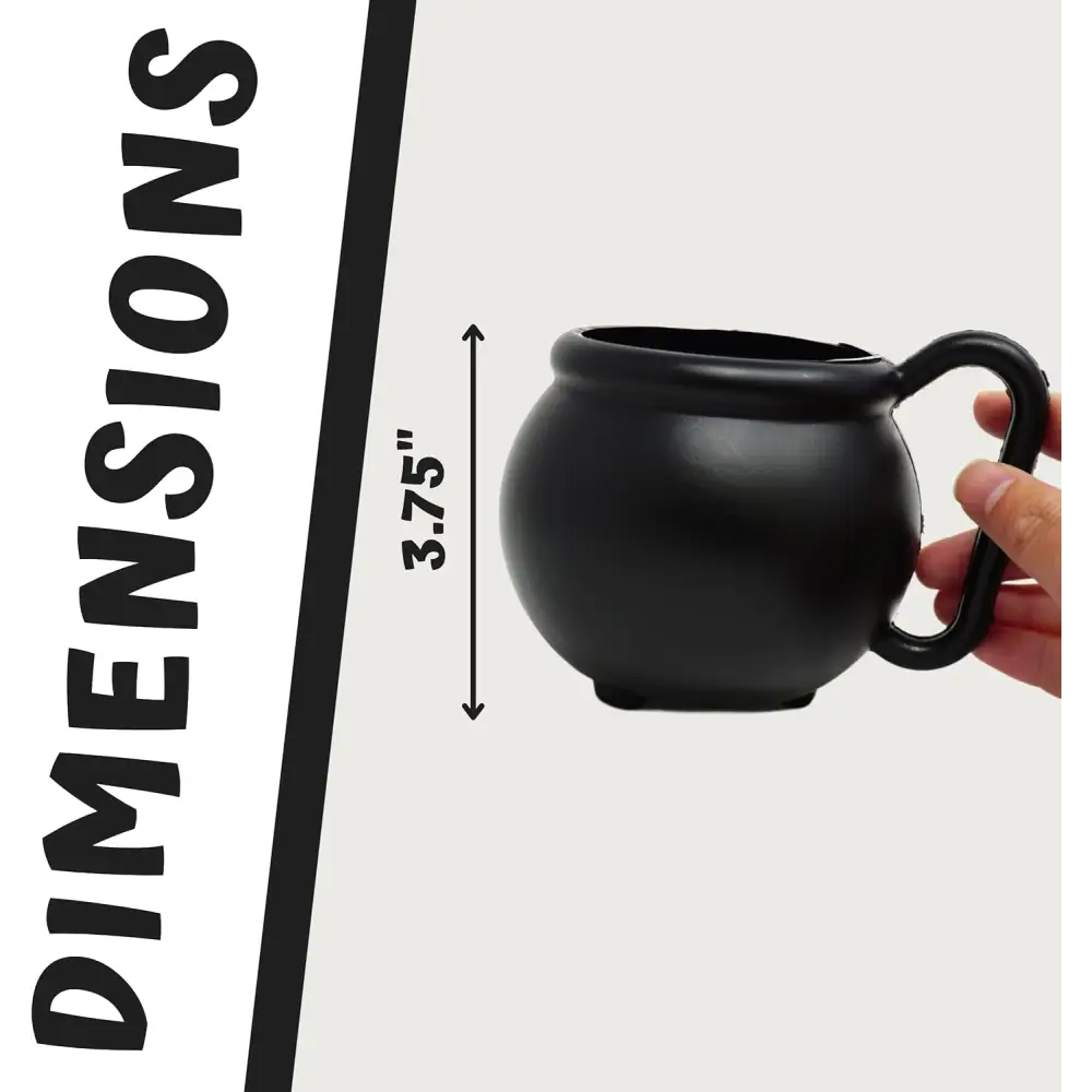 4E’s Novelty Set of 12 Black Cauldron Mugs 12 oz Halloween Cauldron Cups for Drinks Durable BPA-Free Plastic Halloween