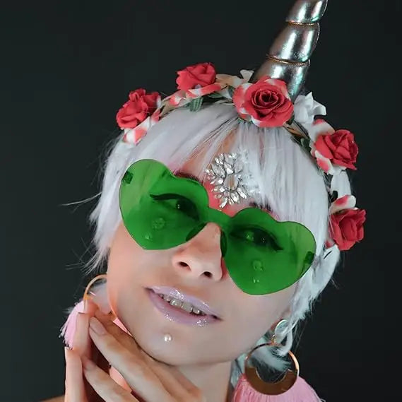 4E’s Novelty Set of 2 Green Sunglasses for Adults - Shamrock & Heart Shaped St. Patrick’s Day Party Accessories