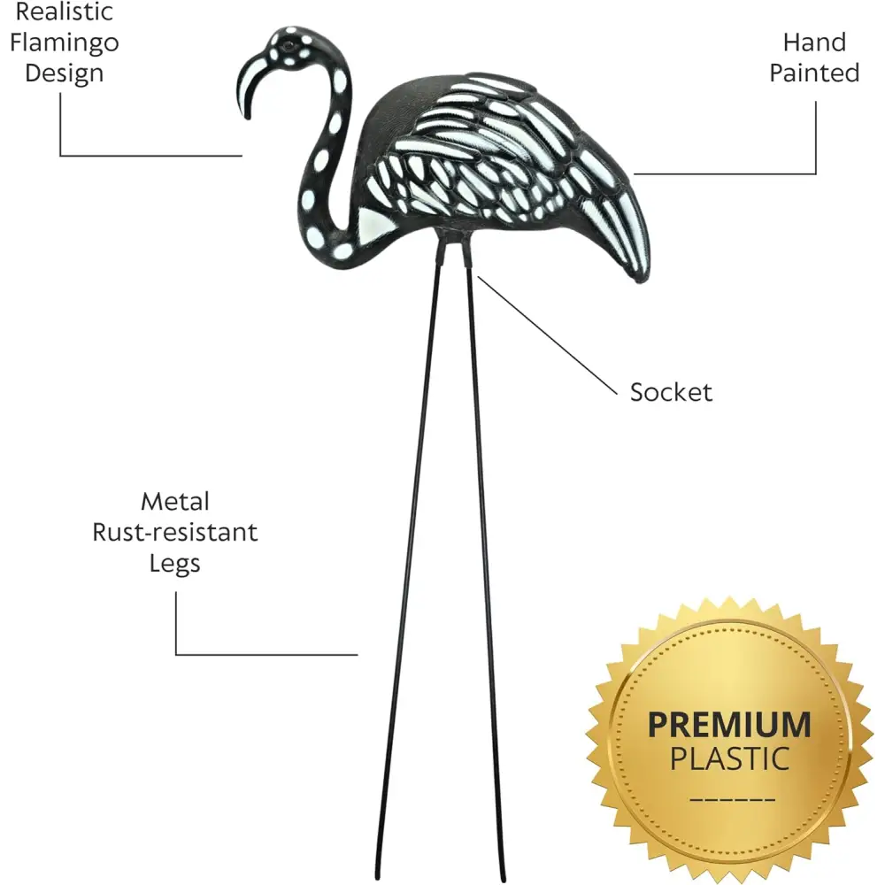 4E’s Novelty Skeleton Flamingo Set of 2 – Large Halloween Yard Decor Black & White Zombie Flamingos