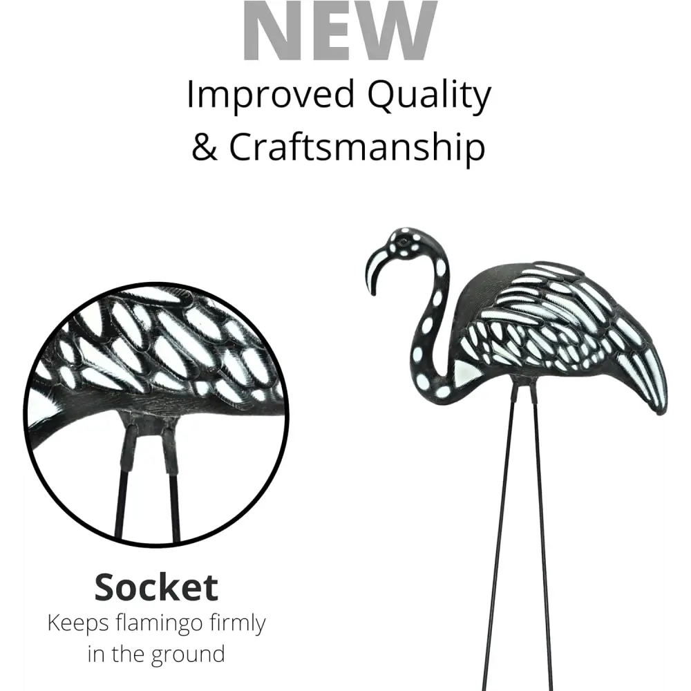 4E’s Novelty Skeleton Flamingo Set of 2 – Large Halloween Yard Decor Black & White Zombie Flamingos