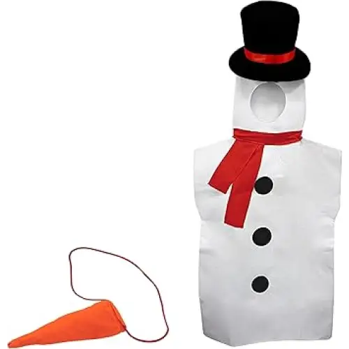 4E’s Novelty Snowman Costume Adult One-Piece for Men & Women Includes Carrot Nose & Hat Perfect for Snowman Costume