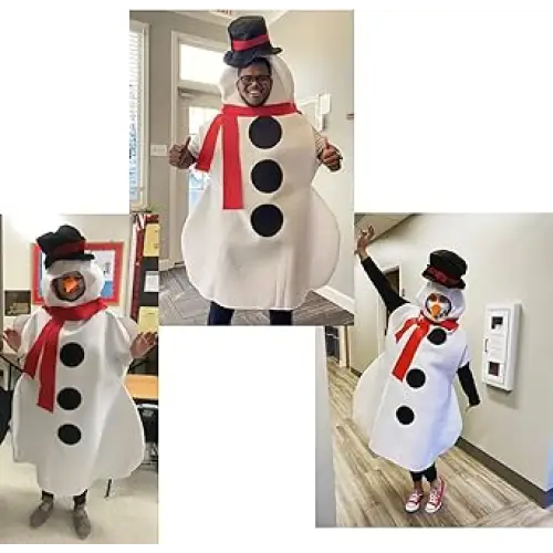4E’s Novelty Snowman Costume Adult One-Piece for Men & Women Includes Carrot Nose & Hat Perfect for Snowman Costume