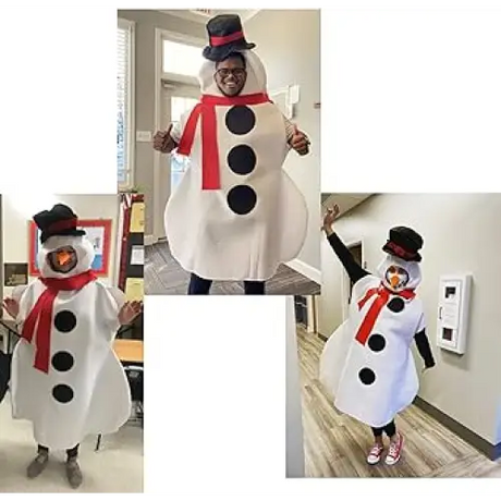 4E’s Novelty Snowman Costume Adult One-Piece for Men & Women Includes Carrot Nose & Hat Perfect for Snowman Costume