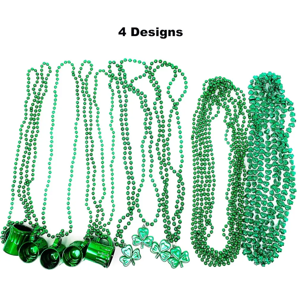 4E’s Novelty St. Patrick’s Day Beads Necklace – 72 Pack Shamrock Party Accessories & Favors