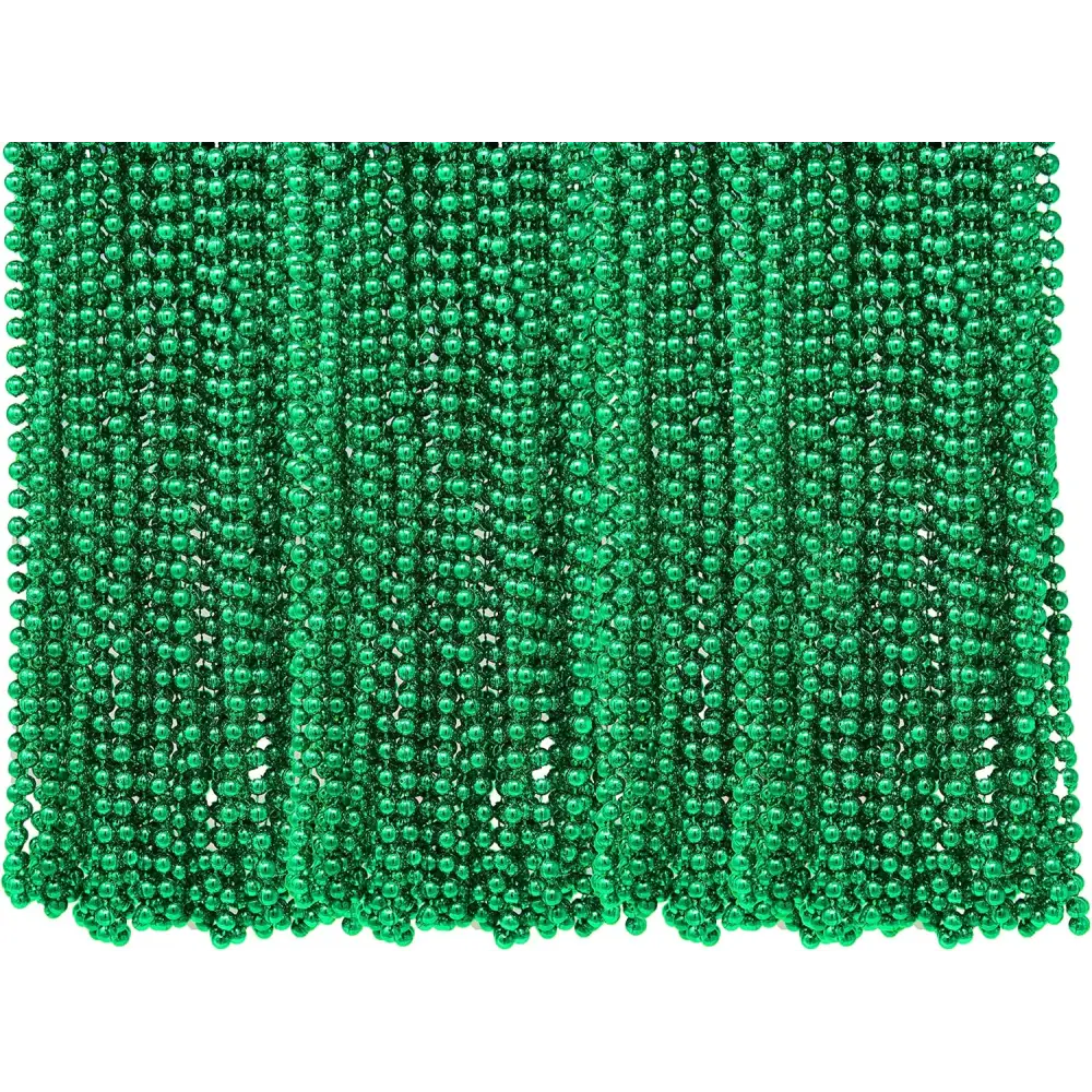 4E’s Novelty St. Patrick’s Day Beads Necklace Bulk (72 Pack) – Green Beads for Kids Party Favors