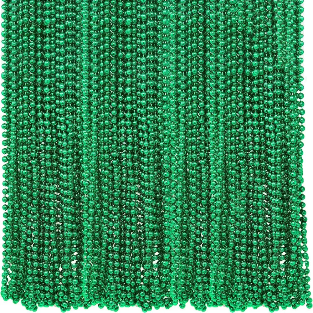 4E’s Novelty St. Patrick’s Day Beads Necklace Bulk (72 Pack) – Green Beads for Kids Party Favors