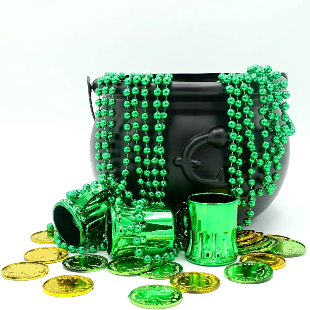 4E’s Novelty St. Patrick’s Day Beads Necklace Bulk (72 Pack) – Green Beads for Kids Party Favors