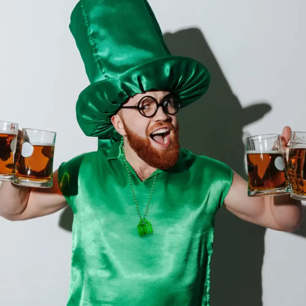 4E’s Novelty St. Patrick’s Day Beads Necklace With Shot Glasses Beer Mug - Pack of 12 Shamrock Party Favors & Costume