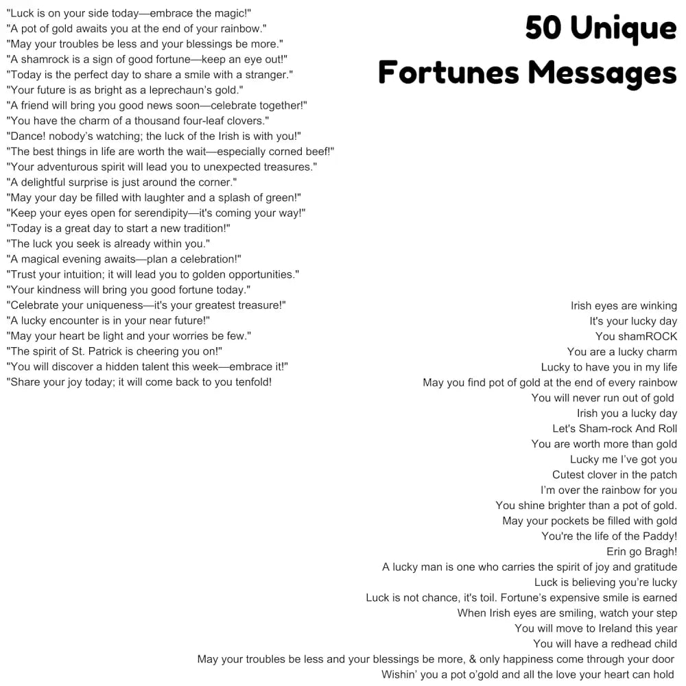 4E’s Novelty St. Patrick’s Day Fortune Cookies – 50 Individually Wrapped Party Favors & Treats