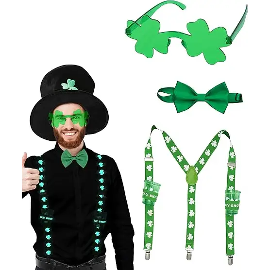 4E’s Novelty St. Patrick’s Day Glow Accessories Set – Fun Leprechaun Costume for Men & Women