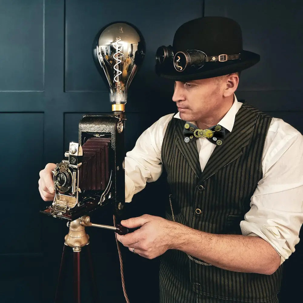 4E’s Novelty Steampunk Bowtie – Adjustable Gothic Accessory for Men & Women Perfect for Couples Costumes
