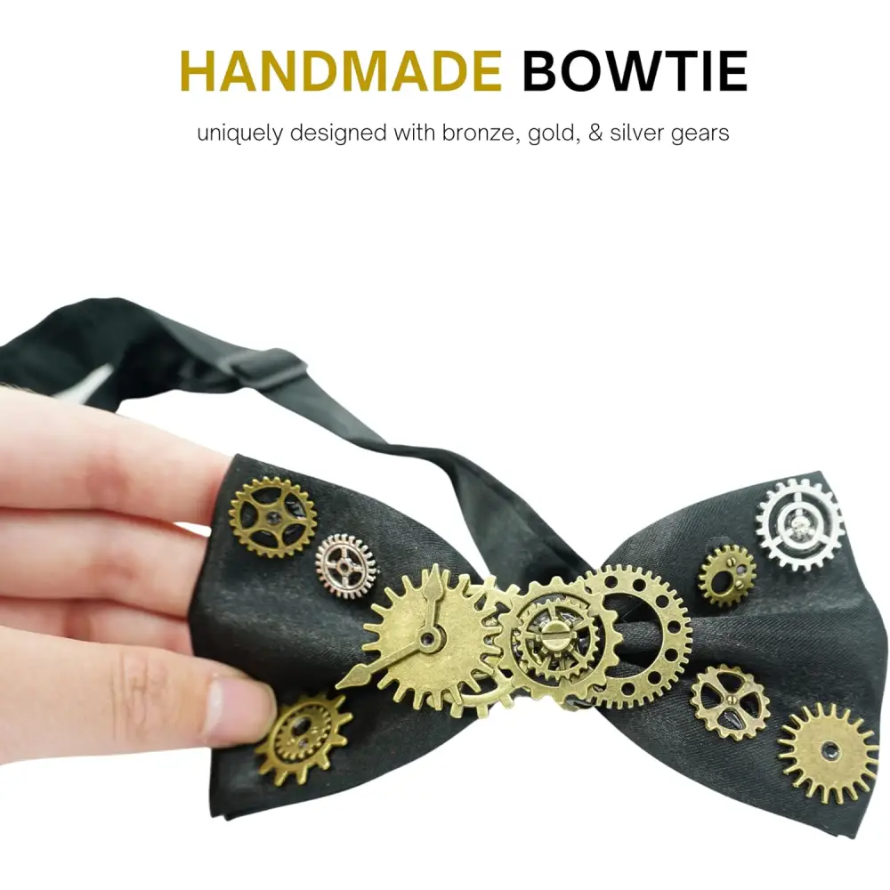 4E’s Novelty Steampunk Bowtie – Adjustable Gothic Accessory for Men & Women Perfect for Couples Costumes