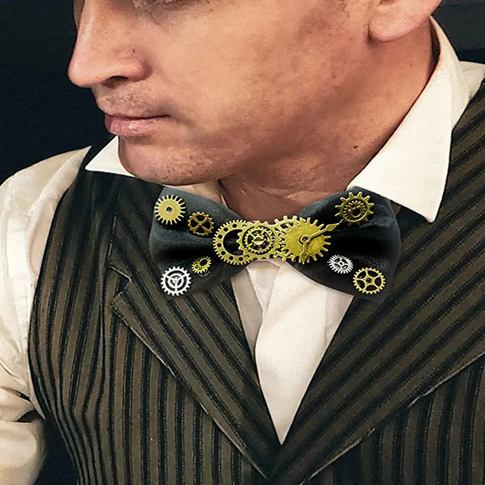 4E’s Novelty Steampunk Bowtie – Adjustable Gothic Accessory for Men & Women Perfect for Couples Costumes