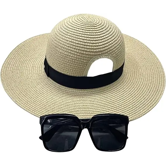 4E’s Novelty Sun Hat for Women UV Protection with Sunglasses UPF 50 + Packable Beach Hat Beige
