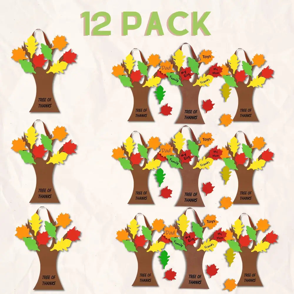 4Eโs Novelty Thankful Tree Craft Kit 12-Pack Foam Self-Adhesive - 11โ Gratitude Tree Kit With Leaves To Write