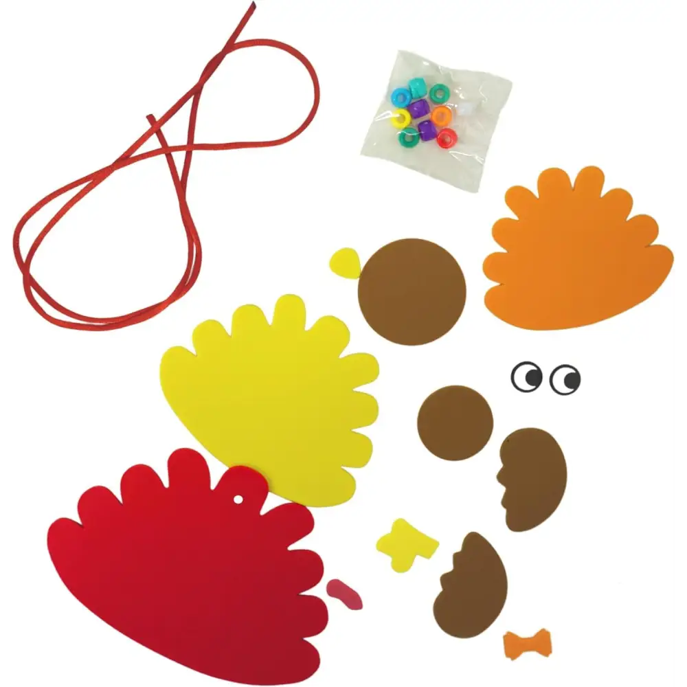 4E’s Novelty Thanksgiving Necklace Crafts For Kids Bulk – 4 Pack DIY Turkey Necklace Craft for Kids With 4 Styles Great