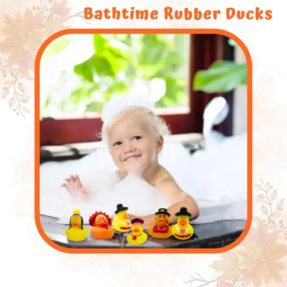 4E’s Novelty Thanksgiving Rubber Duckies in Bulk (12 Pack) – Turkey & Pilgrim Thanksgiving Rubber Ducks Holiday Rubber