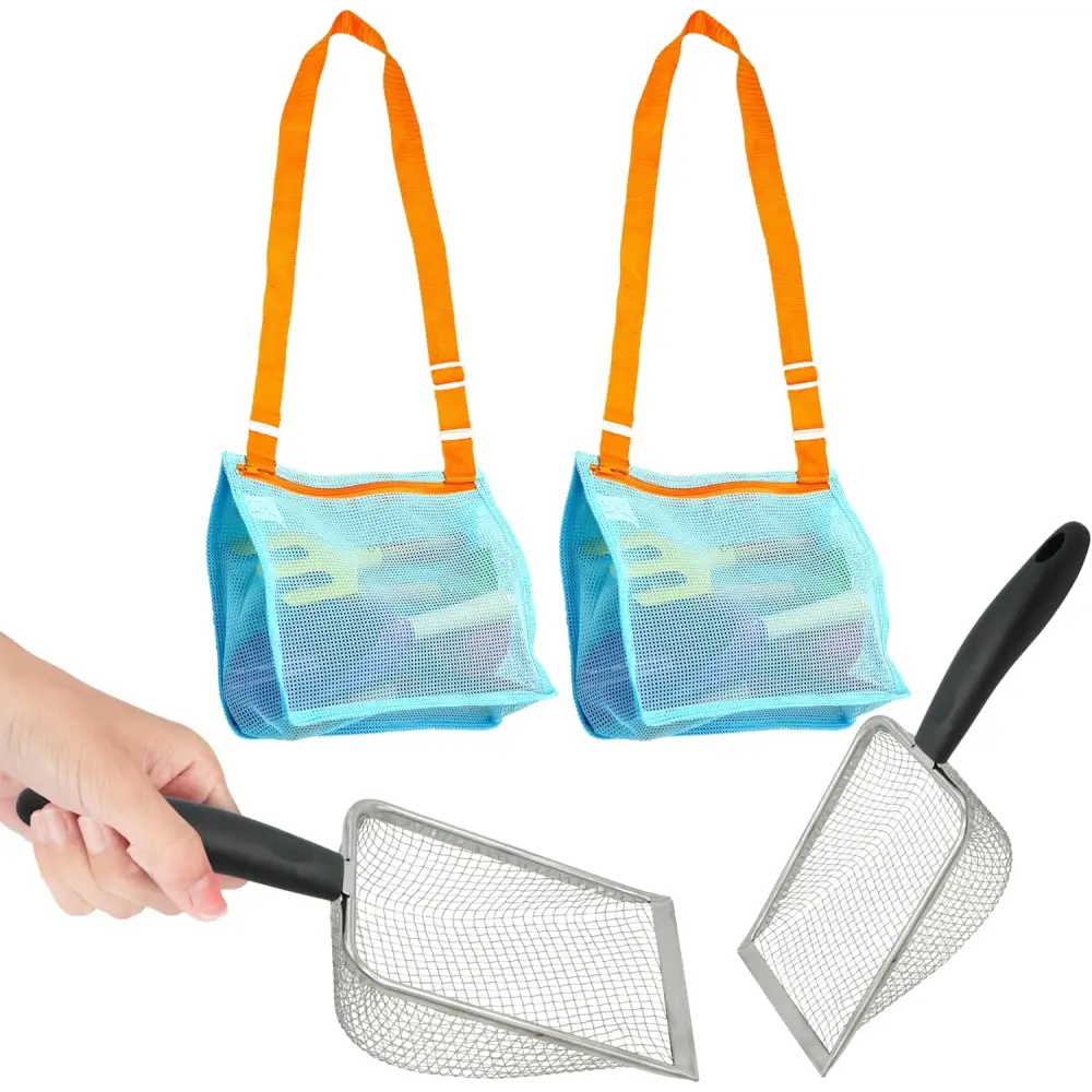4E’s Novelty Ultimate Beach Toy Set – Sand Sifter Beach Shovel & Shark Tooth Sifter for Kids & Teens (2 pcs)
