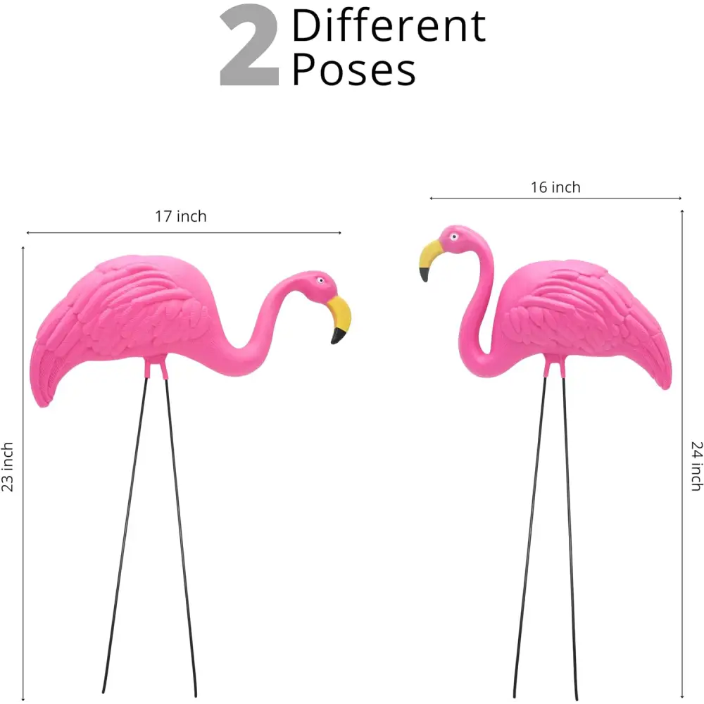 4E’s Novelty Vibrant Pink Flamingo Yard Decorations – Set of 2 Lawn Ornaments for Tropical Flair
