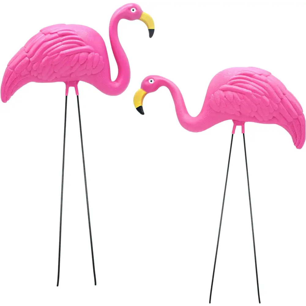 4E’s Novelty Vibrant Pink Flamingo Yard Decorations – Set of 2 Lawn Ornaments for Tropical Flair