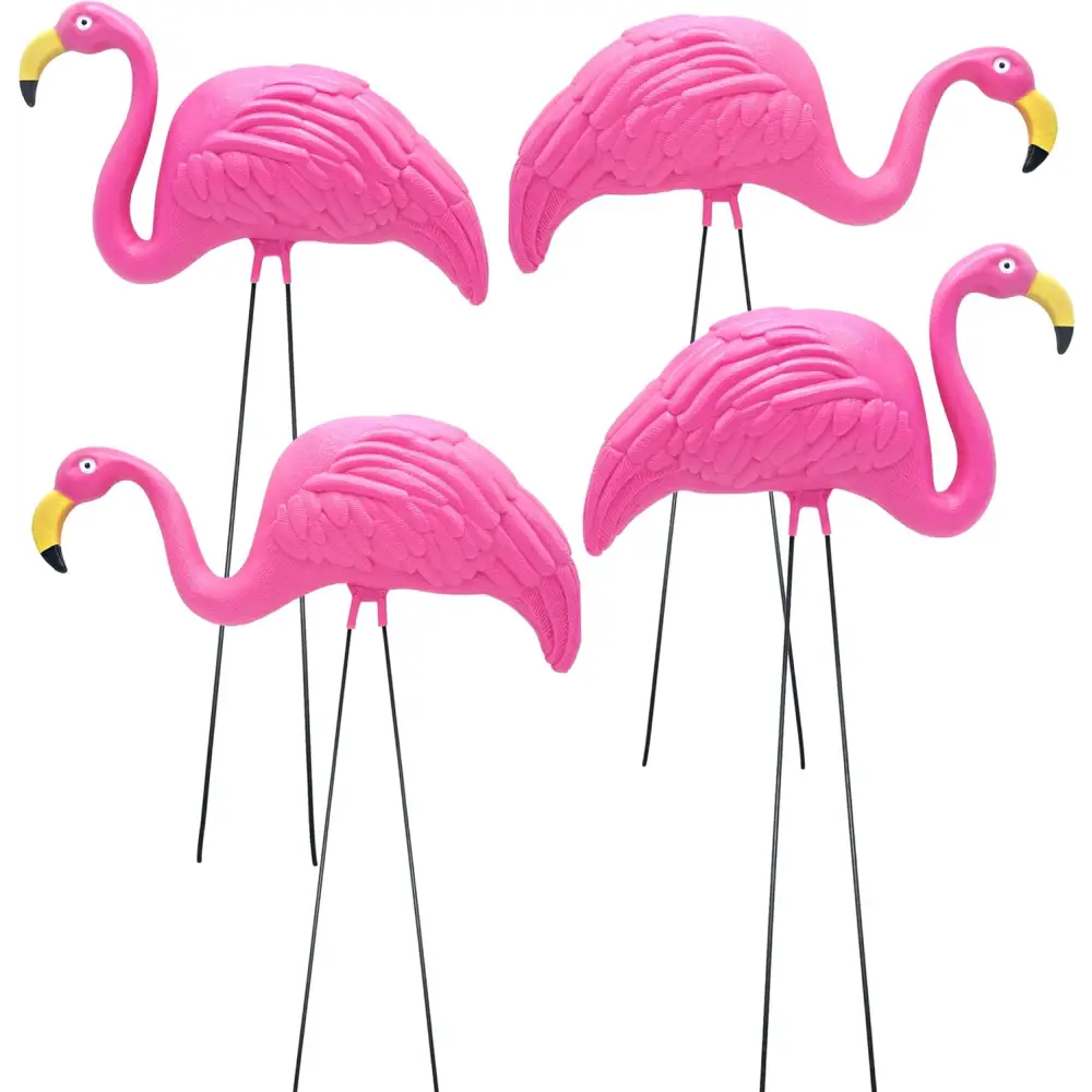 4 Pink Flamingos Yard Decorations - Large 23 inch Ornament Statues - Outdoor Garden Lawn Flamingo Decor by 4E's Novelty