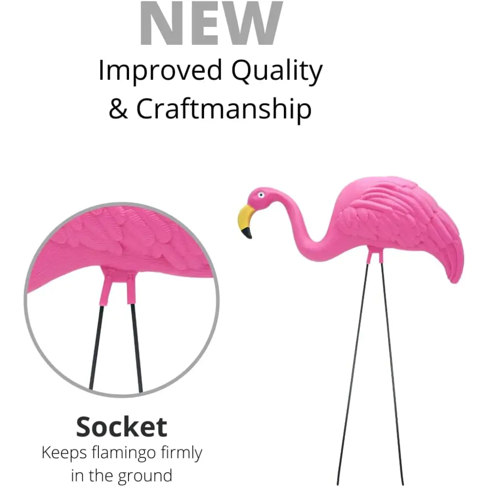 4 Pink Flamingos Yard Decorations - Large 23 inch Ornament Statues - Outdoor Garden Lawn Flamingo Decor by 4E's Novelty