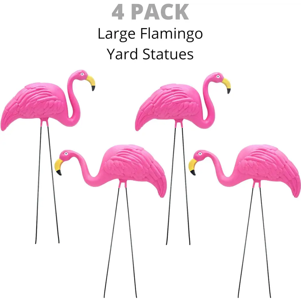 4 Pink Flamingos Yard Decorations - Large 23 inch Ornament Statues - Outdoor Garden Lawn Flamingo Decor by 4E's Novelty
