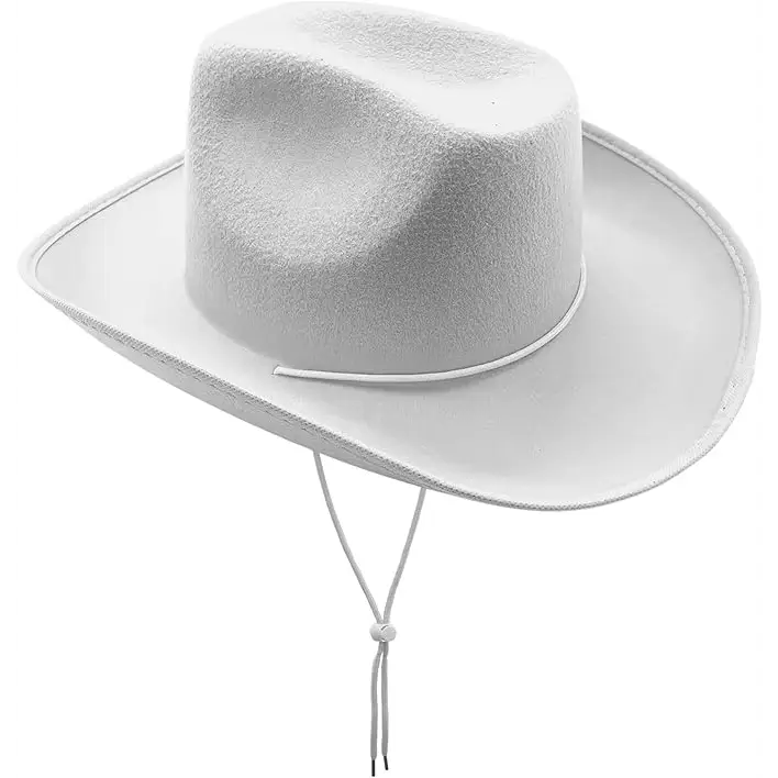 4E’s Novelty White Felt Cowboy Hat with Chinstrap – Unisex Western Style for All Occasions