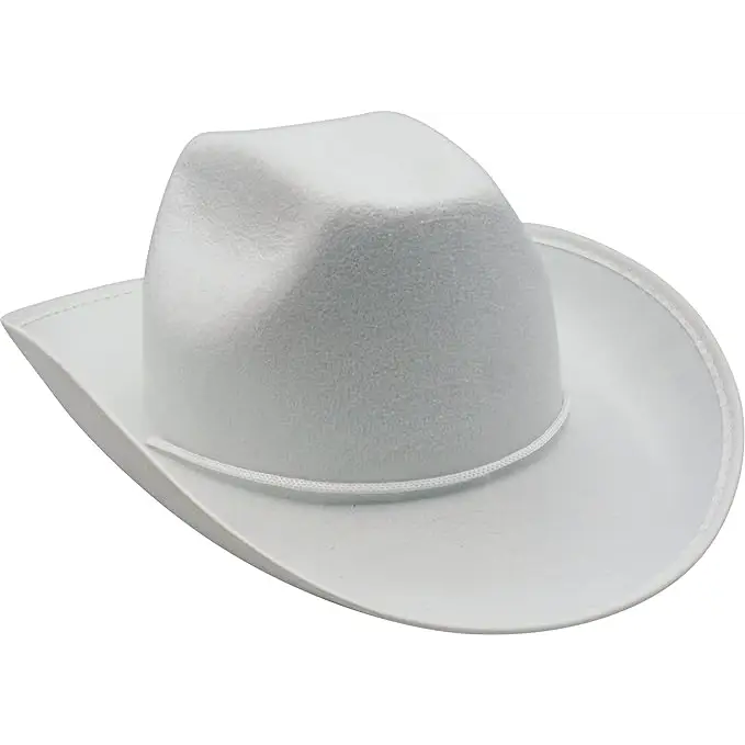 4E’s Novelty White Felt Cowboy Hat with Chinstrap – Unisex Western Style for All Occasions