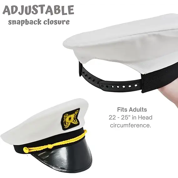 4Eโs Novelty Yacht Captain Hat Costume Accessories Set - Adjustable Captain Hat Aviator Sunglasses Fake Pipe