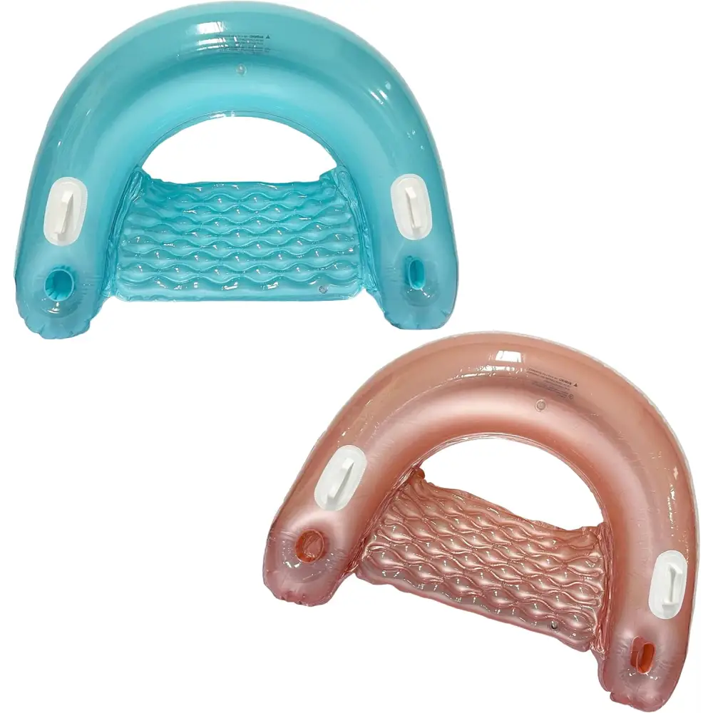 4Eโs Novlety 2 Pack Inflatable Pool Chair Float with Drink & Phone Holder โ Ultimate Relaxation for Adults
