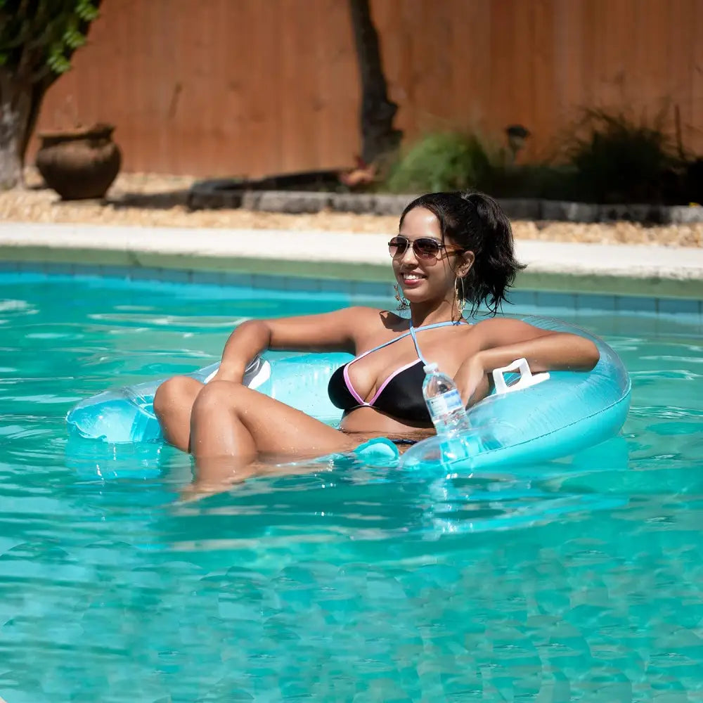 4Eโs Novlety 2 Pack Inflatable Pool Chair Float with Drink & Phone Holder โ Ultimate Relaxation for Adults