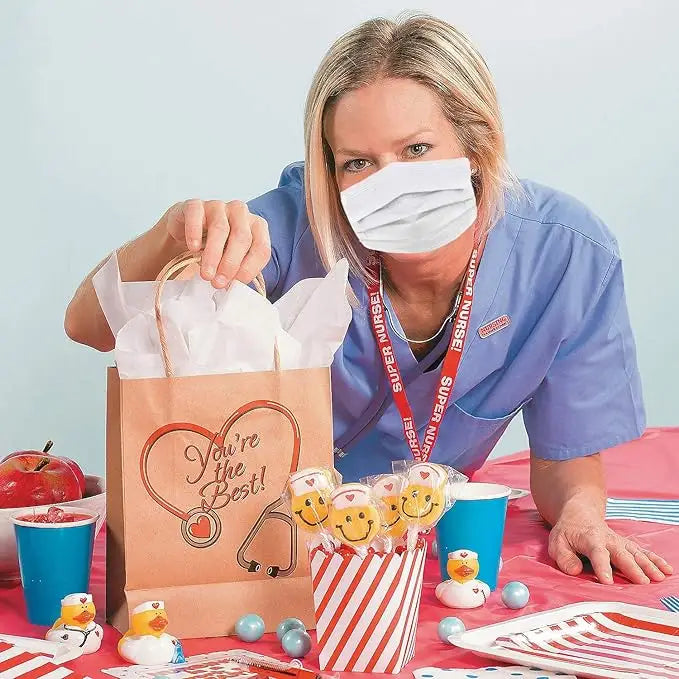 4E’s Nurse Gift Bags 12-Pack – Large Kraft Bags for Nurse Appreciation Week