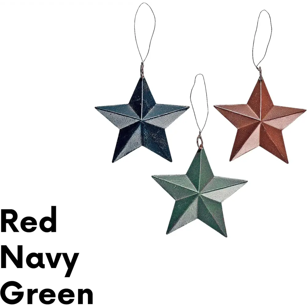 4E’s Rustic Barn Star Ornaments – 12 Set Primitive Tin Stars for Crafts & Farmhouse Decor