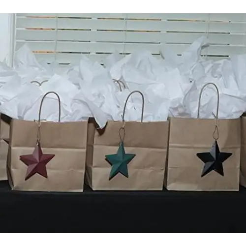4E’s Rustic Barn Star Ornaments – 12 Set Primitive Tin Stars for Crafts & Farmhouse Decor