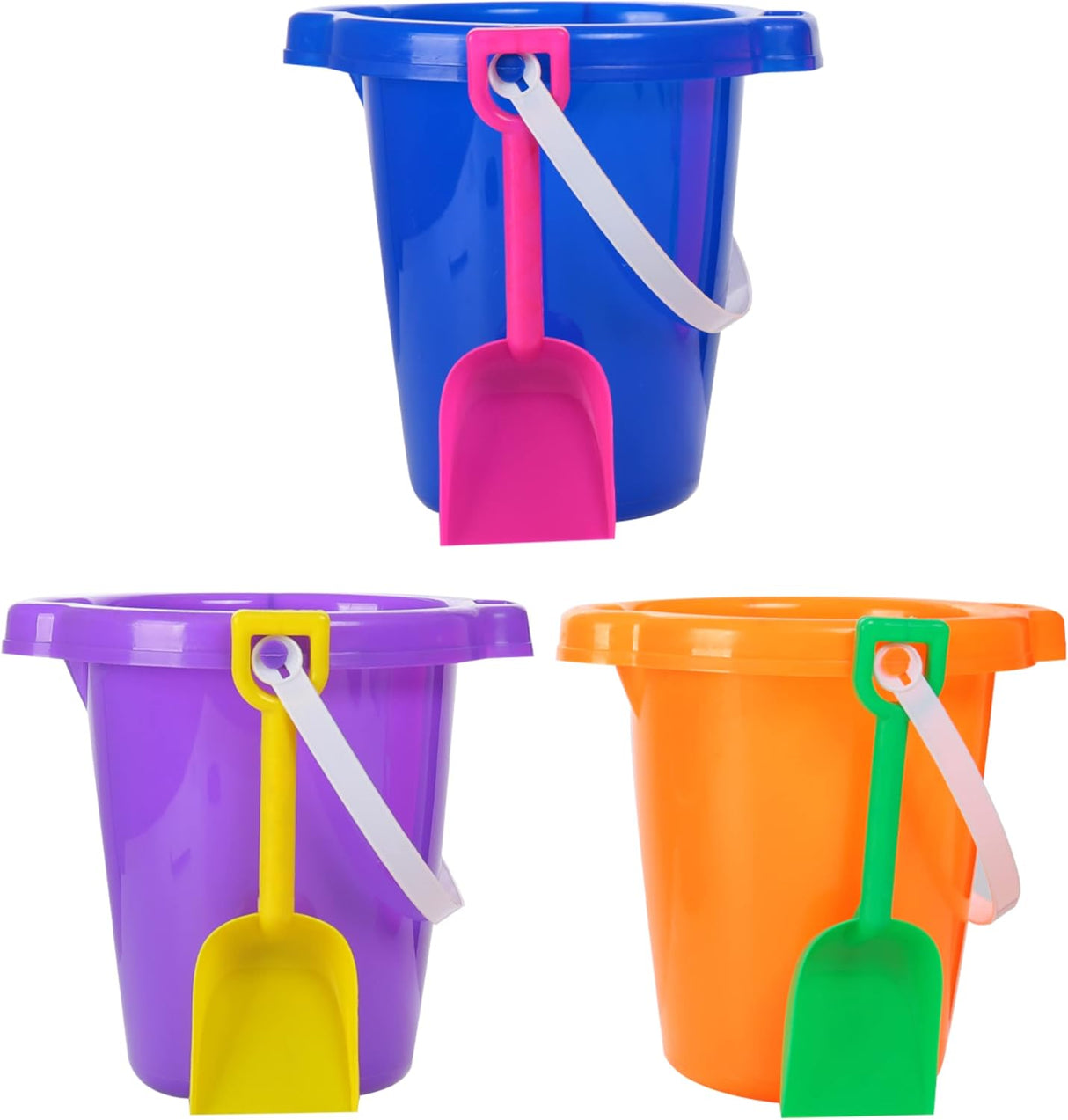 4E's Novelty 2 Pack Beach Buckets with Shovels – 7.5" Sand Toys for Kids