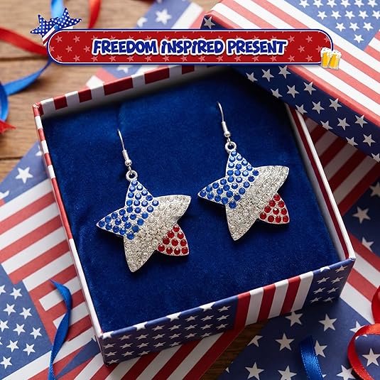 4E's Novelty Women Patriotic Red White 4th of July Earrings