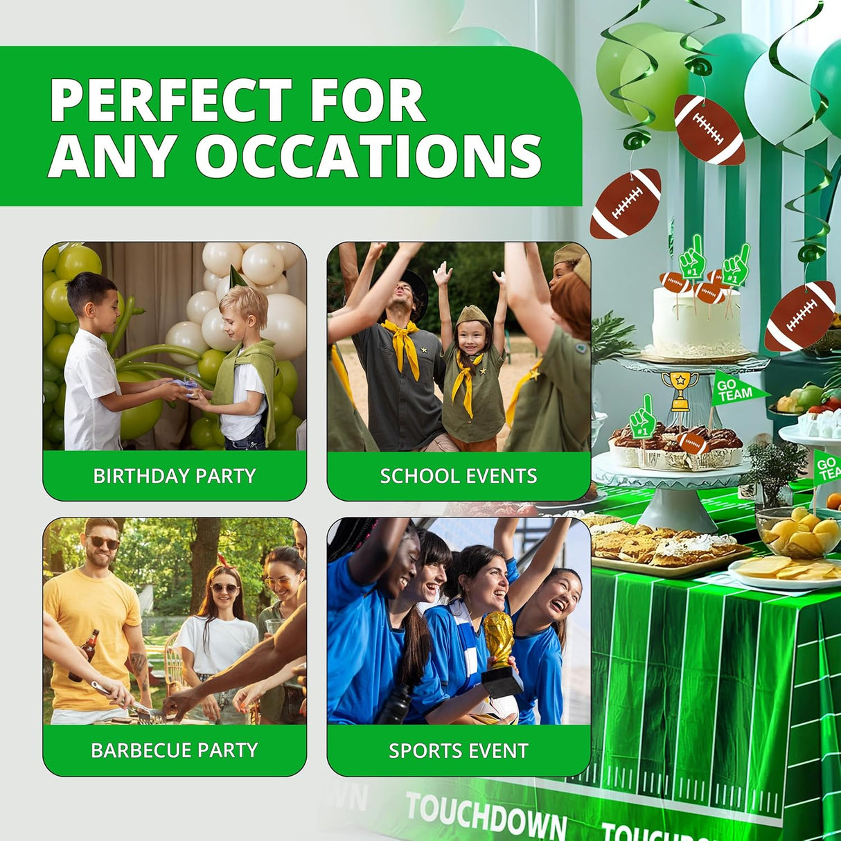 4E's Novelty 10-Pcs Hanging Swirl Decorations – Football Party Ceiling Decor & Outdoor Hanging