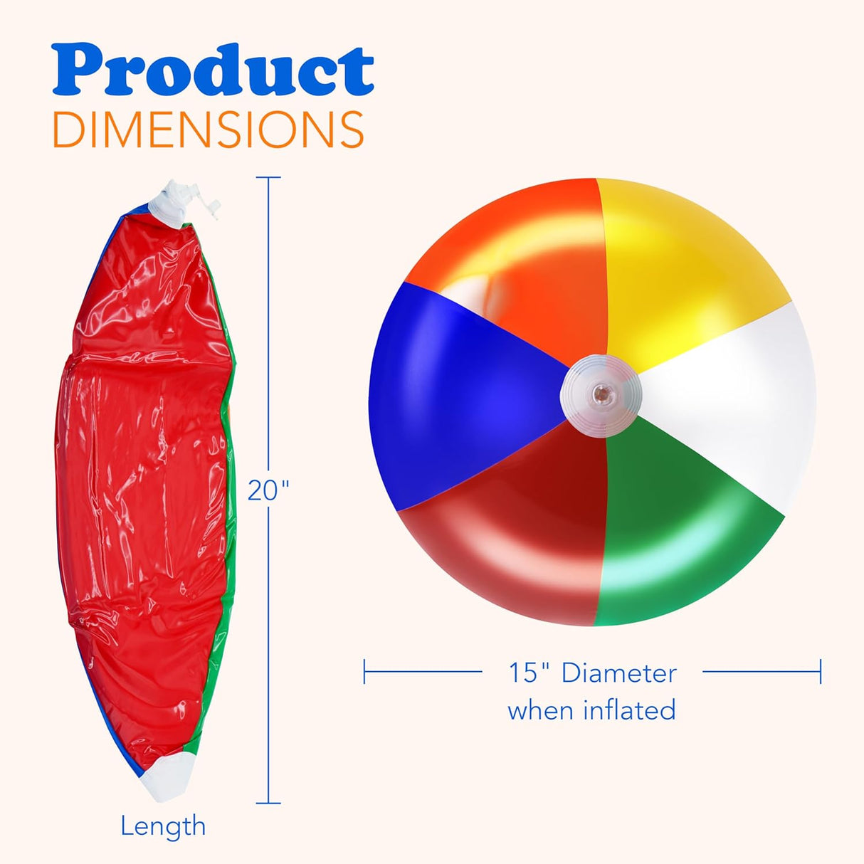4E's Novelty 3 Pack Inflatable Beach Balls – 24" Classic Rainbow Pool Balls for Swimming Pool Fun