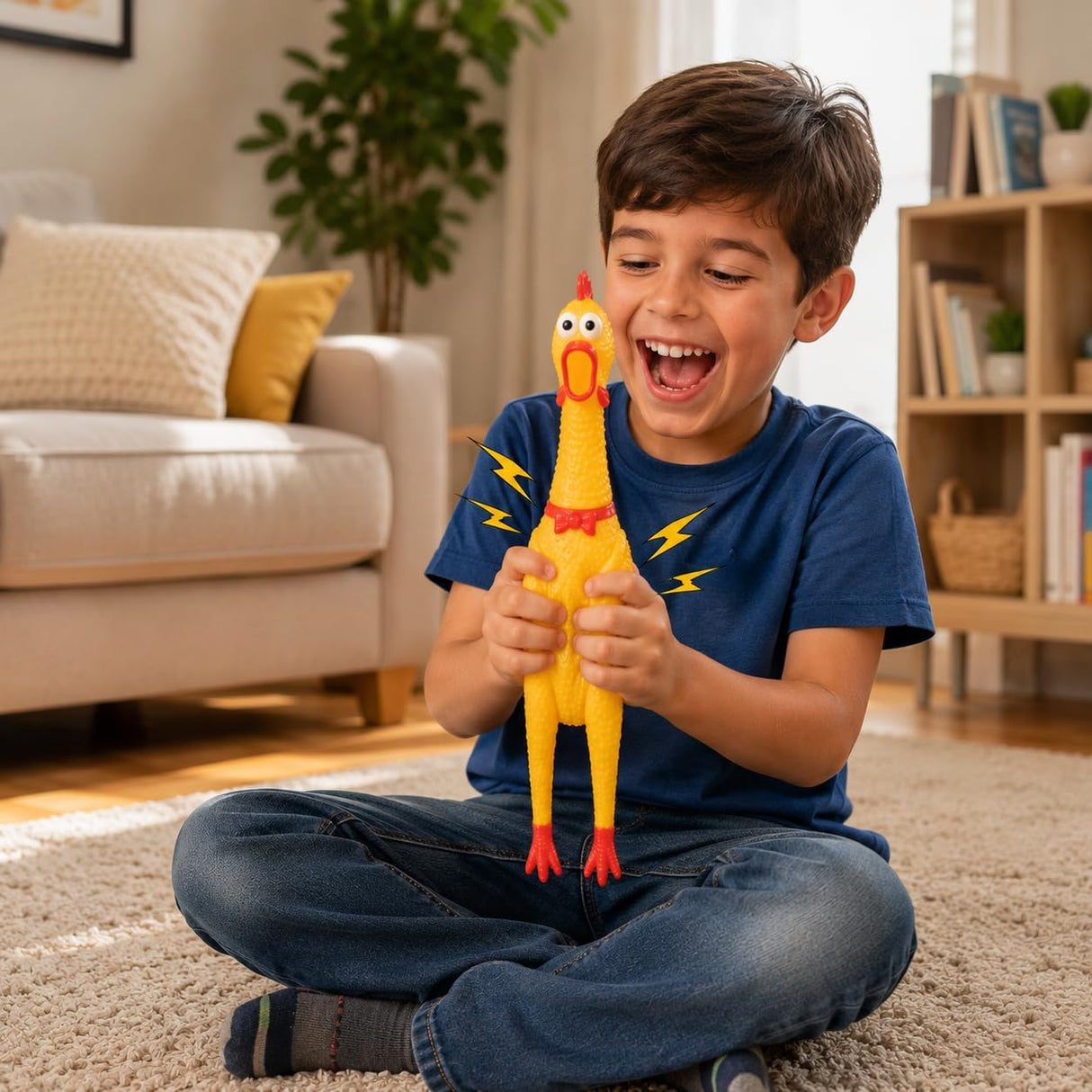 4E's Novelty 12 Inch Giant Screaming Rubber Chicken Toy Yellow