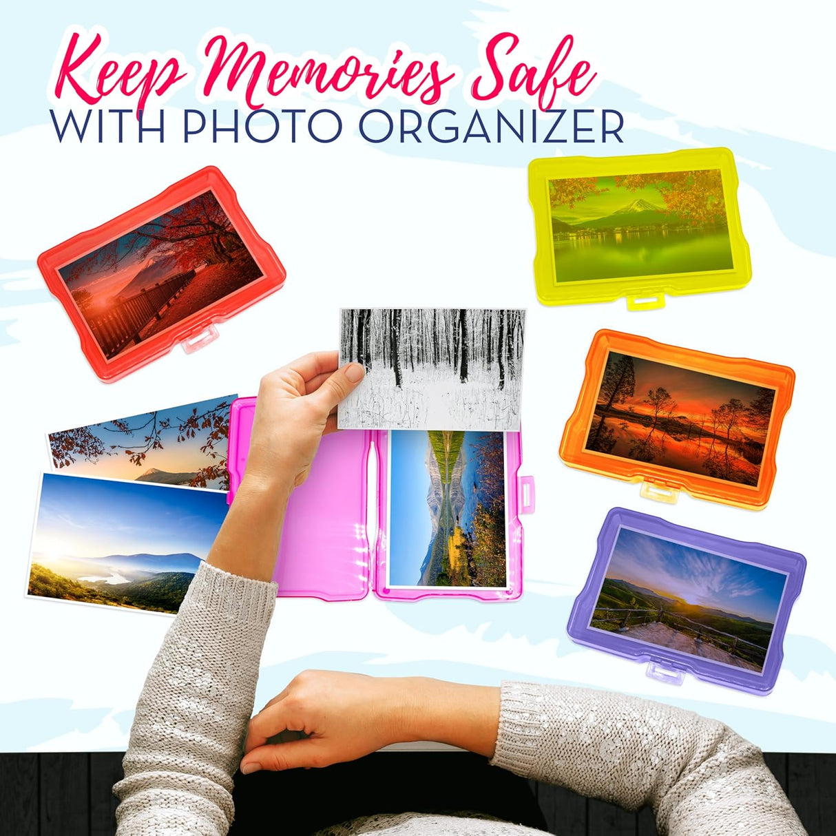 4E's Novelty 16 Pack Clear Multi-color Photo Box with 4x6 Photo Cases