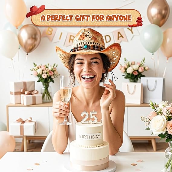 4E's Novelty Beige Cowboy Hat Straw for Women
