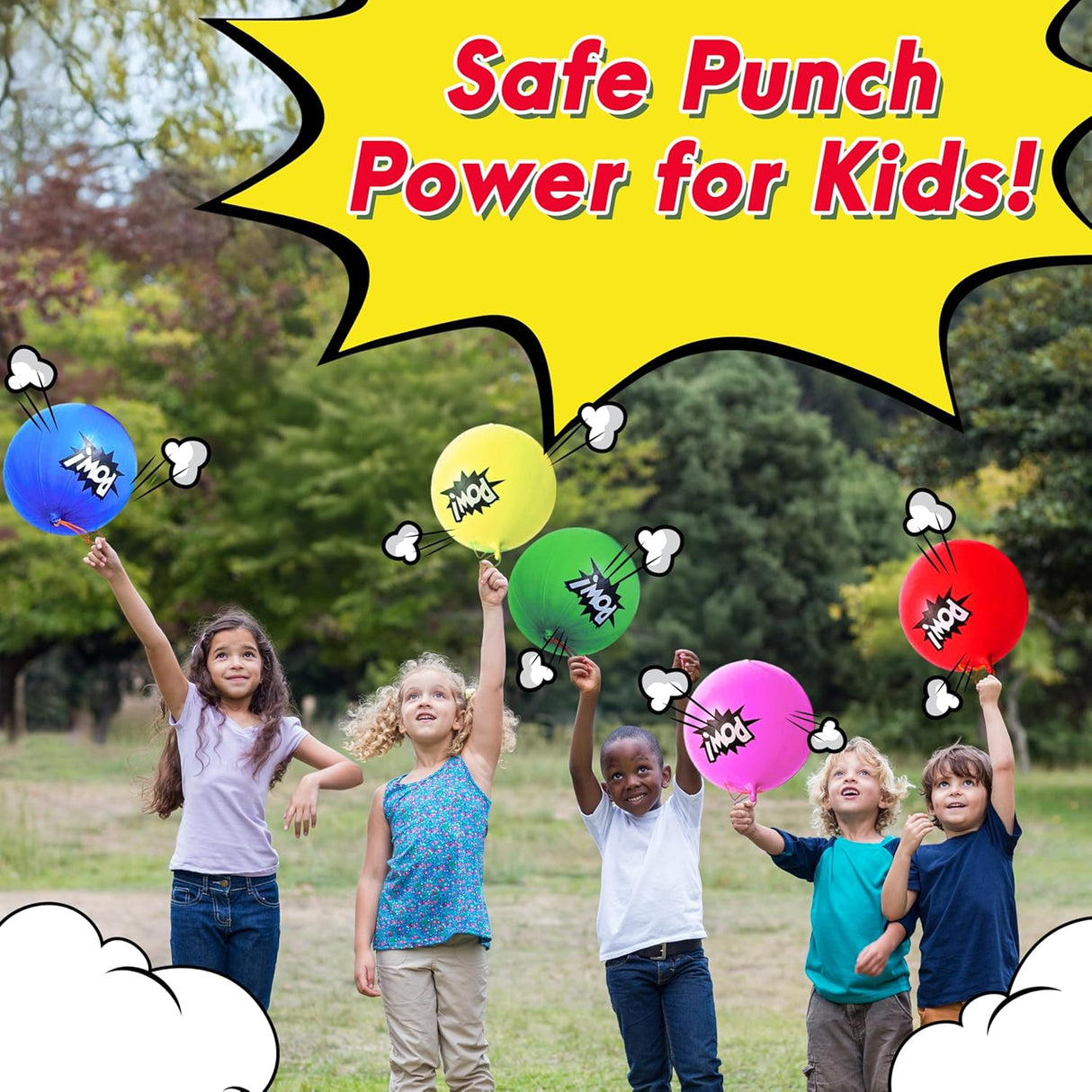 4E's Novelty 25 Piece Set Inflatable Baseball Bats With Pow Design