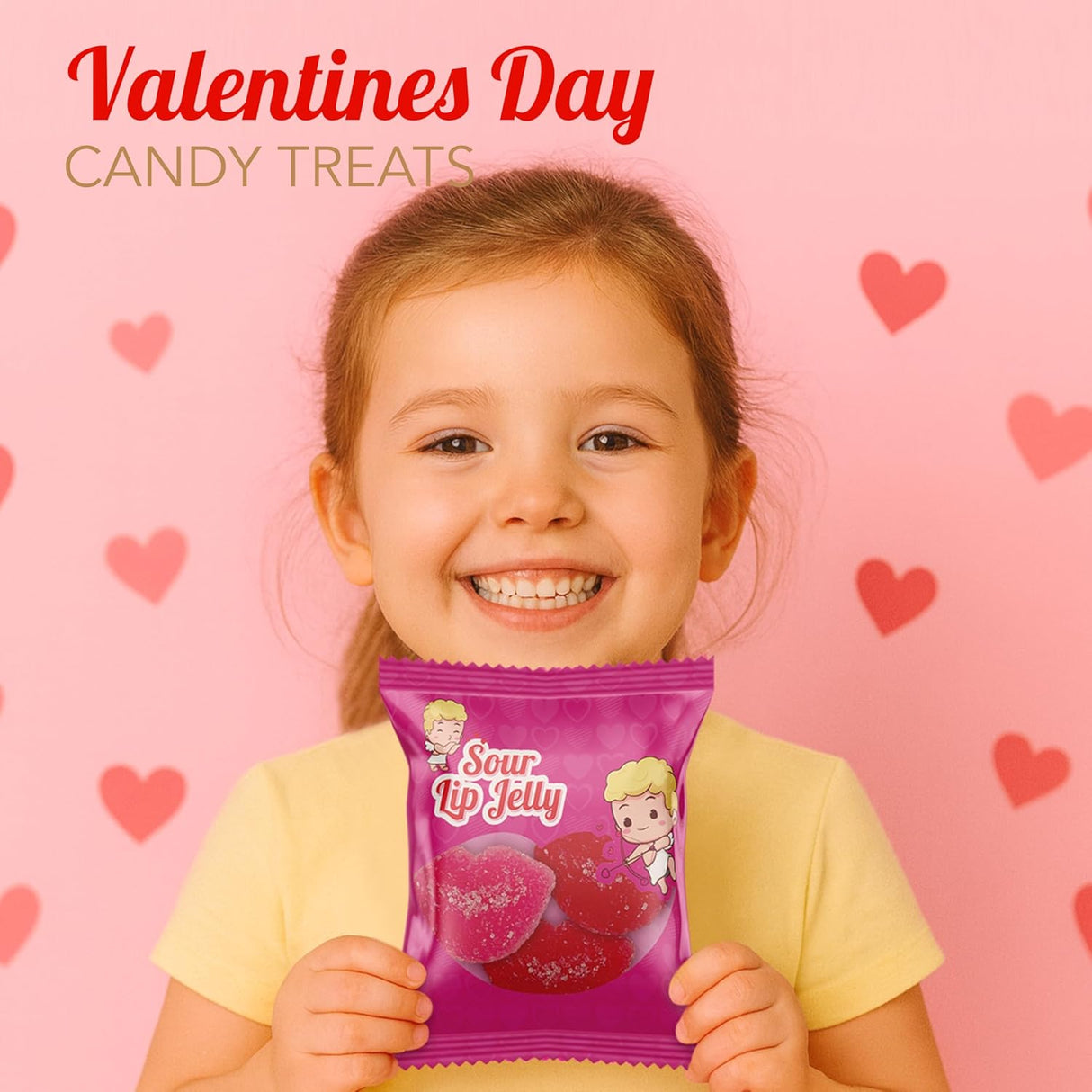 4E's Novelty 30 Packs Sour Lip Jelly, Strawberry Flavour Sour Lips Gummies