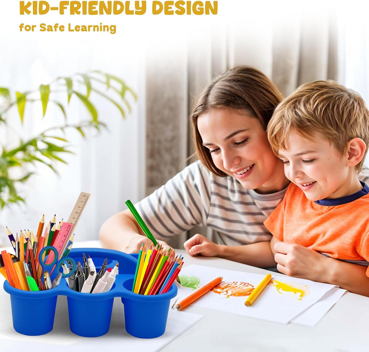 4E's Novelty 4 Pack Pencil Caddy for Classroom, Vibrant Classroom Caddy