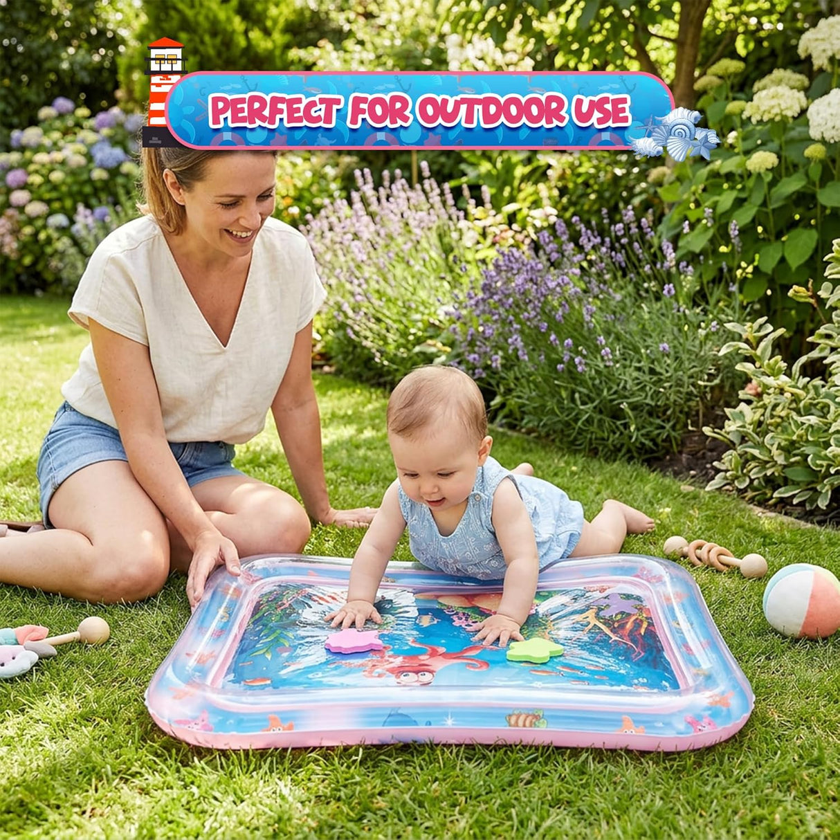 4E's Novelty Water Mat for Babies - Inflatable Tummy Time Play Mat for Sensory Development