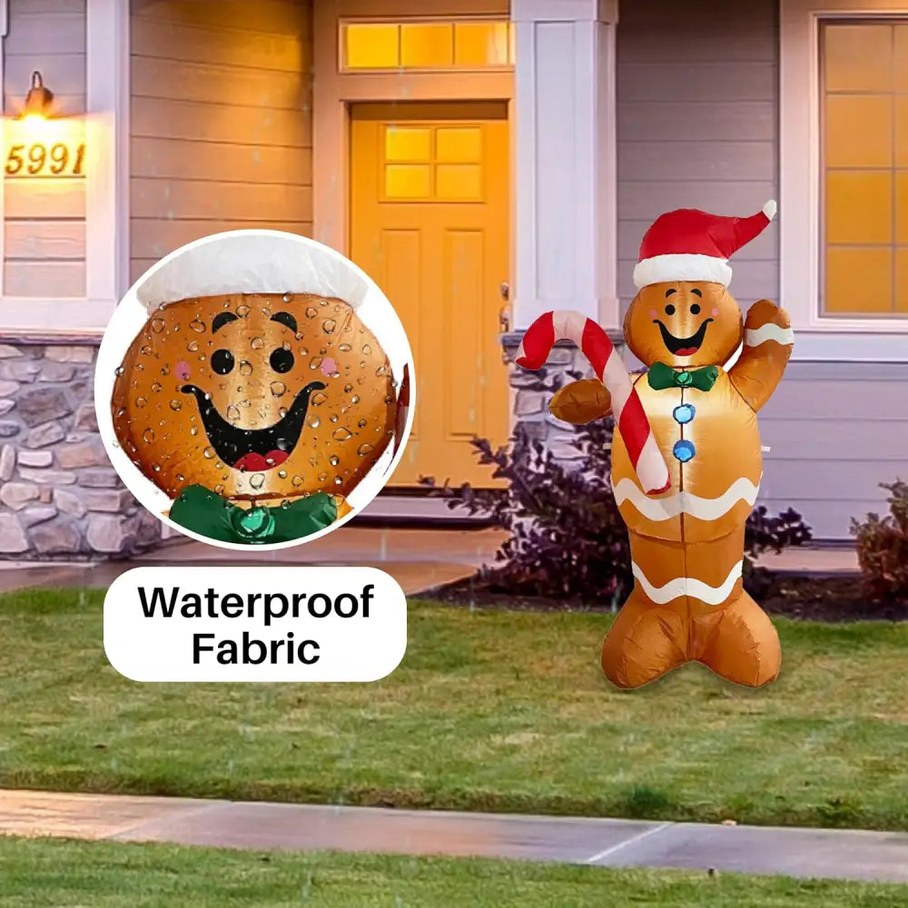 5ft Inflatable Gingerbread Man with LED Lights by 4E’s Novelty. Perfect for Christmas parties and indoor or outdoor